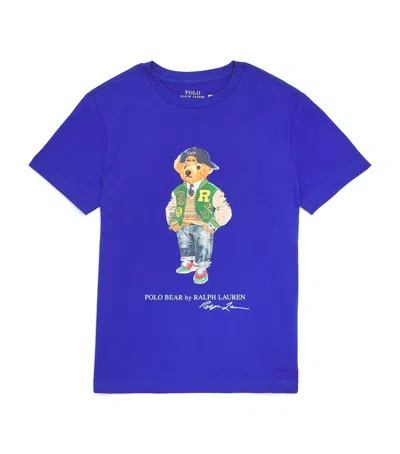 Ralph Lauren Kids' Cotton Polo Bear T-shirt In Blue