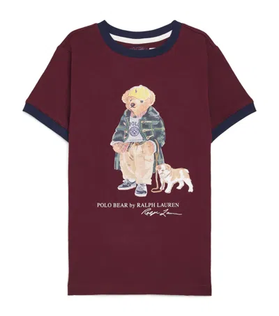 Ralph Lauren Kids' Cotton Polo Bear T-shirt In Burgundy