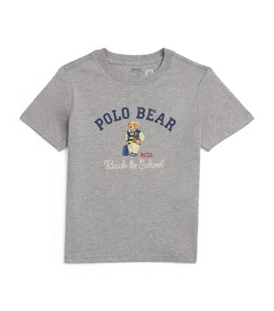 Ralph Lauren Kids' Cotton Polo Bear T-shirt In Gray