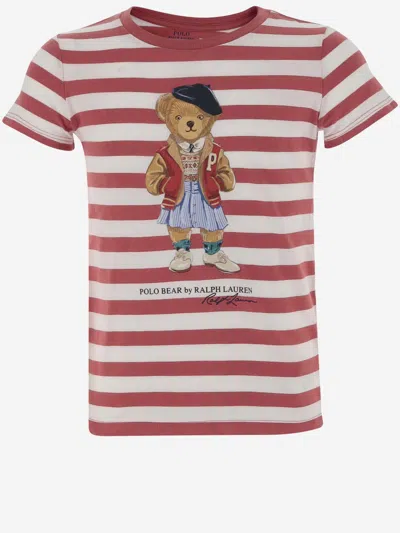 Ralph Lauren Kids' Cotton Polo Bear T-shirt In Rosso