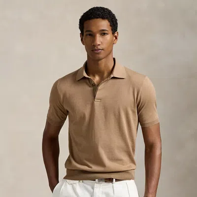 Ralph Lauren Cotton Polo-collar Sweater In Pecan Brown