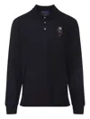 Ralph Lauren Long Sleeve Bear Cardigan With Ribbed Cuffs In Black