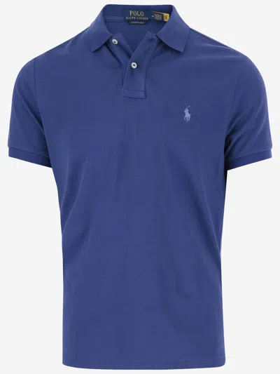 Ralph Lauren Cotton Polo Shirt With Logo In Blue