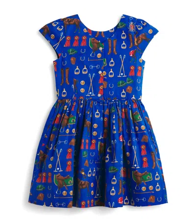 Ralph Lauren Kids' Cotton Poplin Printed Dress In Blue