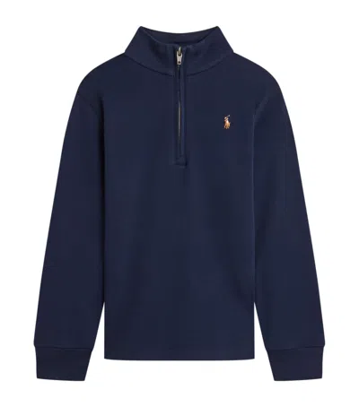Ralph Lauren Kids' Cotton Quarter-zip Cable-knit Sweater In Blue