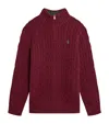 Ralph Lauren Cotton Quarter-zip Cable-knit Sweater In Burgundy