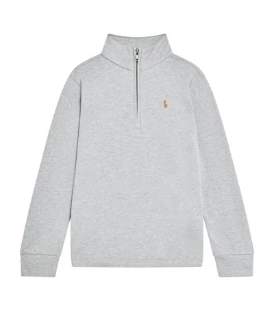 Ralph Lauren Kids' Cotton Quarter-zip Sweatshirt In Gray