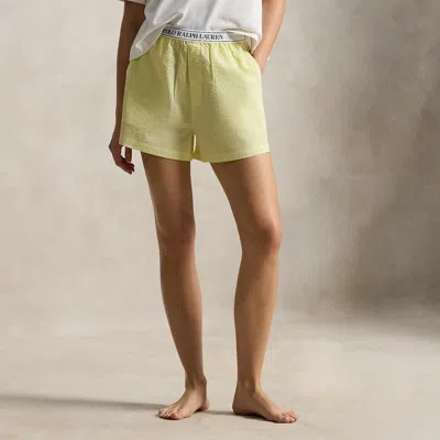 Polo Ralph Lauren Cotton Seersucker Boxer In White/lemon In Brown