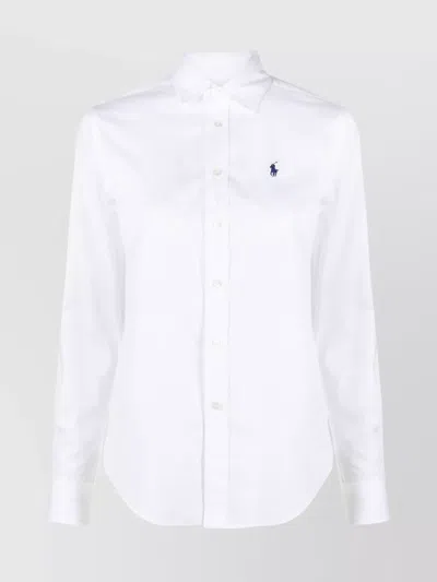 Ralph Lauren Cotton Shirt With Pointed Collar And Rounded Hem In White