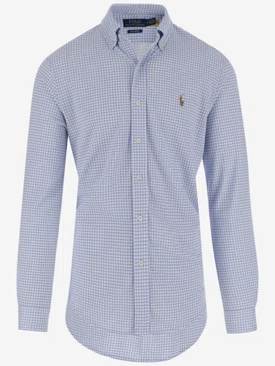 Ralph Lauren Cotton Shirt With Vichy Pattern In Clear Blue