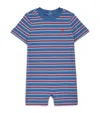 Polo Ralph Lauren Striped Cotton Romper In Blue