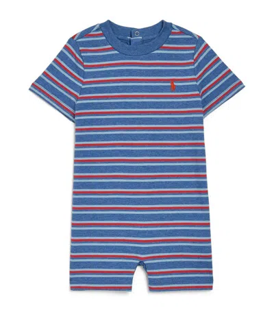 Polo Ralph Lauren Babies' Striped Cotton Romper In Blue