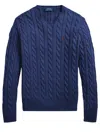 Ralph Lauren Cable-knit Cotton Sweater In Blue