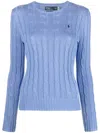 Ralph Lauren Cotton Cable-knit Crew Neck Sweater New Blue Litchfield