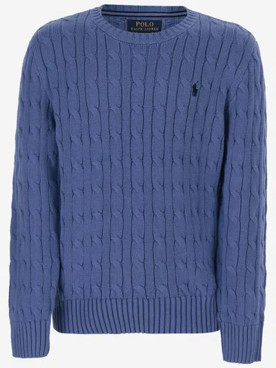 Ralph Lauren Kids' Cotton Sweater With Logo In Blu