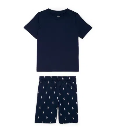 Ralph Lauren Kids' Cotton T-shirt And Shorts Set In Navy