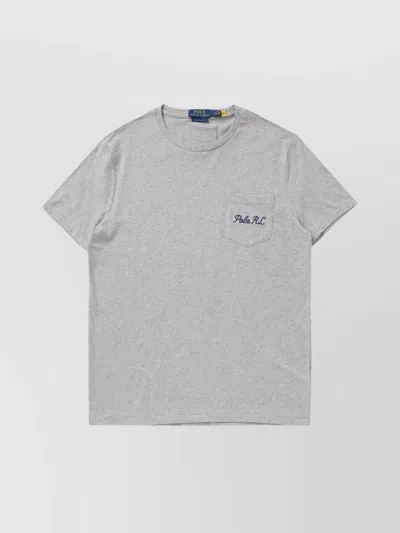 Ralph Lauren Cotton T-shirt Featuring Chest Pocket In Gray