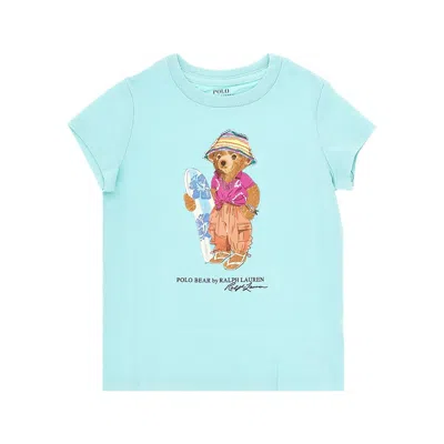 Ralph Lauren Cotton T-shirt With Polo Bear Print Kids In Blue