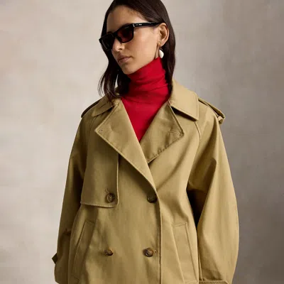 Ralph Lauren Cotton Twill Balloon Trench Coat In Brown