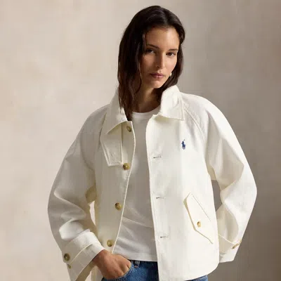 Polo Ralph Lauren Cotton Twill Jacket In Trophy Cream In White