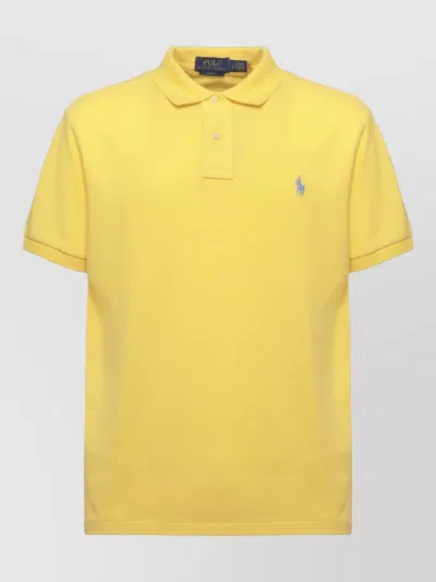 Ralph Lauren Cotton Two Button Polo Shirt Short Sleeves In Yellow
