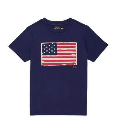 Ralph Lauren Kids' Cotton Usa Flag T-shirt In Blue