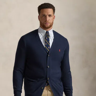 Polo Ralph Lauren Cotton V-neck Cardigan In Hunter Navy In Blue