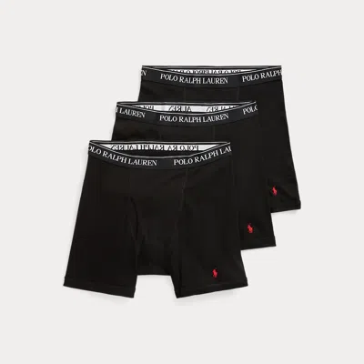 Polo Ralph Lauren Cotton Wicking Boxer Brief 3-pack In Black