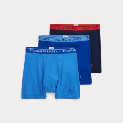 Ralph Lauren Cotton Wicking Boxer Brief 3-pack In Rugby/aerial Blue/navy