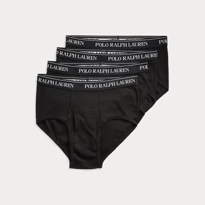Polo Ralph Lauren Cotton Wicking Mid-rise Brief 4-pack In Black