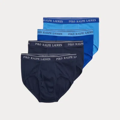 Polo Ralph Lauren Cotton Wicking Mid-rise Brief 4-pack In Blue Assorted