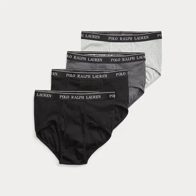 Polo Ralph Lauren Cotton Wicking Mid-rise Brief 4-pack In Grey Assorted