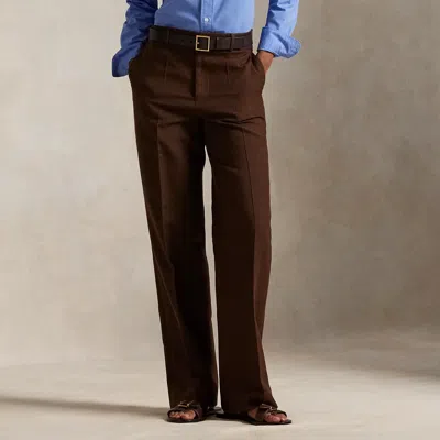 Ralph Lauren Cotton-wool Twill Relaxed Straight Pant In Brown