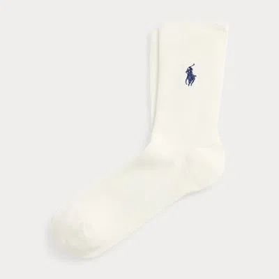 Polo Ralph Lauren Cotton-blend Ribbed Crew Socks In Ivory In Neutral