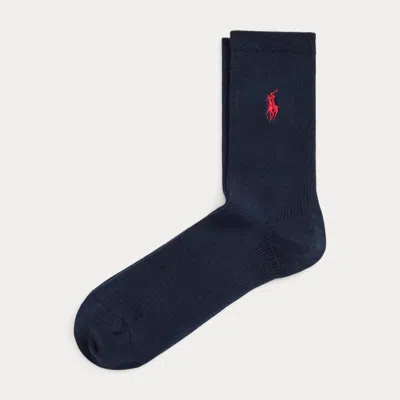 Polo Ralph Lauren Cotton-blend Ribbed Crew Socks In Navy In Black