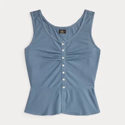 Ralph Lauren Cotton-linen Jersey Camisole In Antique Blue