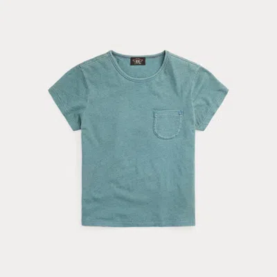 Ralph Lauren Cotton-linen Pocket Tee In Washed Indigo In Blue