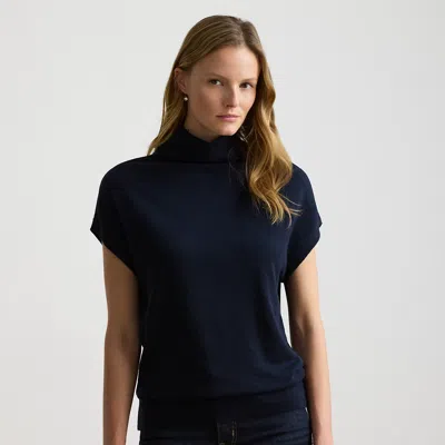 Ralph Lauren Cotton-modal Mockneck Cap-sleeve Sweater In Lauren Navy