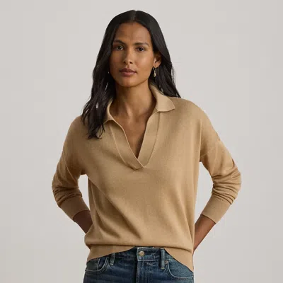 Ralph Lauren Cotton-modal Polo Sweater In Birch Tan