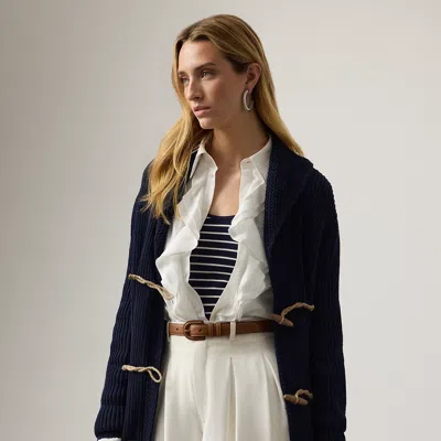 Ralph Lauren Cotton-silk Shawl-collar Cardigan In Icon Navy In Blue
