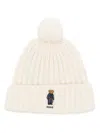 Ralph Lauren Cream Pom Pom Beanie Hat In White