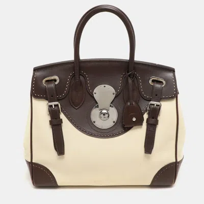 Pre-owned Ralph Lauren Cream/brown Leather Ricky 33 Tote