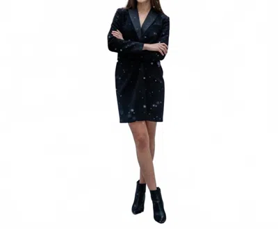 Ralph Lauren Crepe Mini Dress In Black In Blue