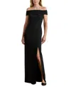 Ralph Lauren Crepe Off-the-shoulder Gown In Black