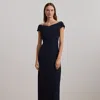Ralph Lauren Crepe Off-the-shoulder Gown In Lighthouse Navy