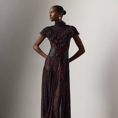 Ralph Lauren Cressida Floral Chiffon Evening Dress In Multi