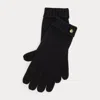 Ralph Lauren Crest-button-trim Knit Gloves In Black