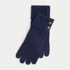 Ralph Lauren Crest-button-trim Knit Gloves In Blue