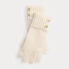 Ralph Lauren Crest-button-trim Knit Gloves In White
