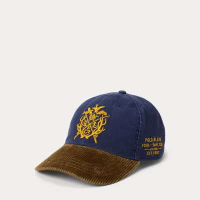Ralph Lauren Crest Corduroy-bill Twill Ball Cap In Blue